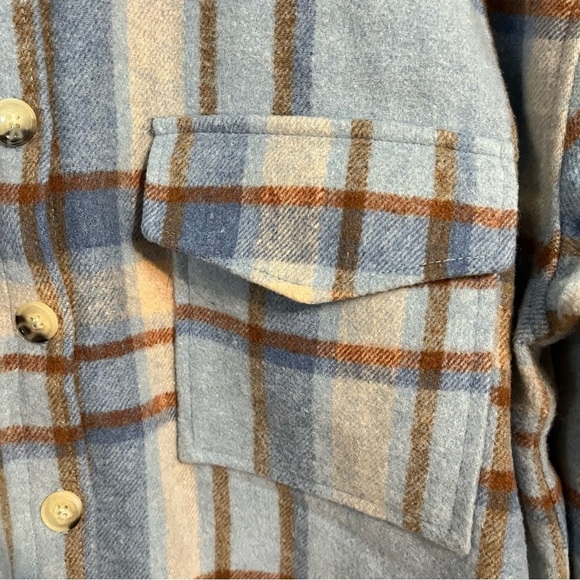 Ford Plaid Thick Front Pockets Shacket Button Up Shirt Jacket Back Graphic L NWT - Picture 4 of 10